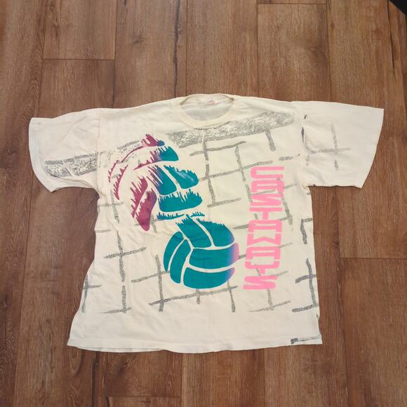 VTG Volleyball Castaways Sport Adult XL Shirt Beach Ocean Surf Cali Florida AOP - Picture 1 of 7